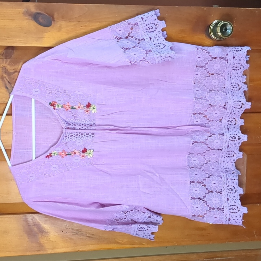 Floral Cotton lace tunic top blouse plus size 2x ladies